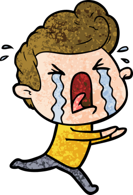 Bir insan tarafından çizilmiş ağlayan bir karikatür.