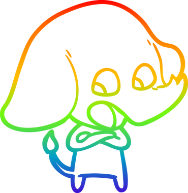 Gökkuşağı gradyan çizgisi bir insan tarafından çizilmiş şirin bir fil çizimi