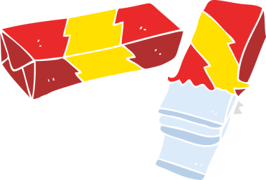 Bir insan tarafından çizilmiş sakızların düz renk çizimi