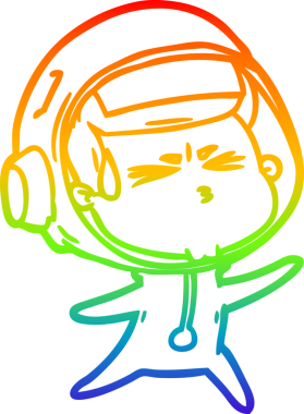 Bir insan tarafından çizilen gökkuşağı gradyan çizimi stresli astronot