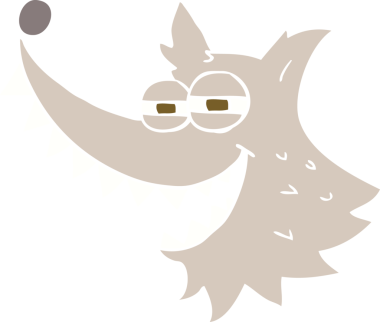 Bir insan tarafından çizilmiş çılgın kurdun düz renk çizimi