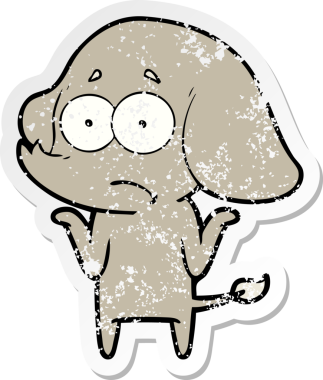 Bir insan tarafından çizilmiş belirsiz bir filin sıkıntılı çıkartması.