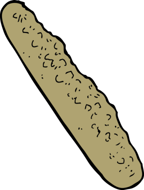 Bir insan tarafından çizilmiş ekmek karikatürü.