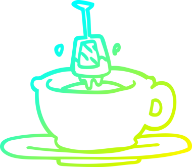 Bir insan tarafından çizilmiş bir fincan çayın soğuk gradyan çizgisi.