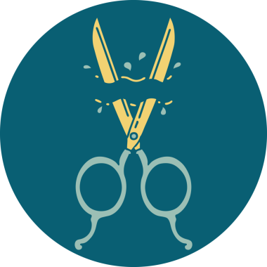 Bir insan tarafından çizilmiş berber makasının ikonik dövme şekli