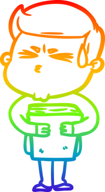 Bir insan tarafından çizilmiş terleyen bir çizgi film karakterinin çizimi.