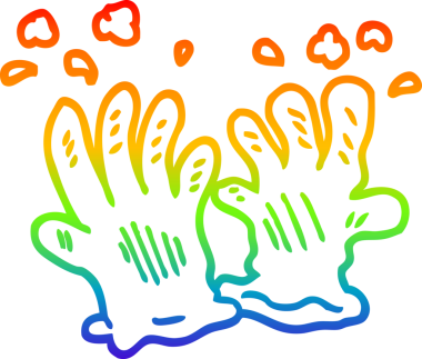 Bir insan tarafından çizilmiş steril eldivenlerin çizgi çizimi.