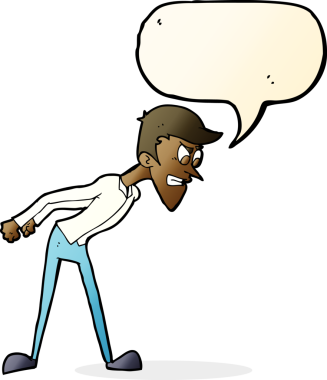 Bir insan tarafından çizilmiş konuşma balonlu kızgın adam çizgi filmi.