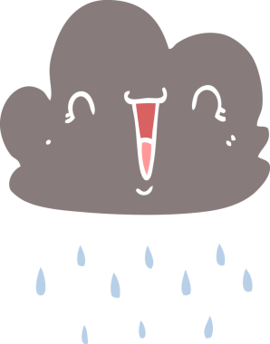 Bir insan tarafından çizilmiş düz renk çizgi film fırtına bulutu