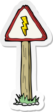 Bir insan tarafından çizilmiş karikatür elektrik uyarısı etiketi.