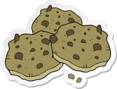 Bir insan tarafından çizilmiş çikolatalı kurabiyenin çıkartması.