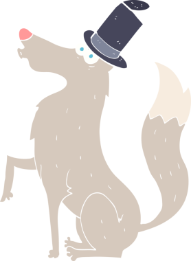 Bir insan tarafından çizilmiş kurdun düz renk çizimi