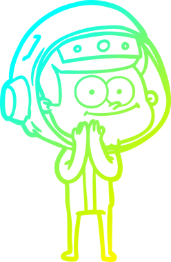 Bir insan tarafından çizilmiş mutlu bir astronot çizgi filmi.