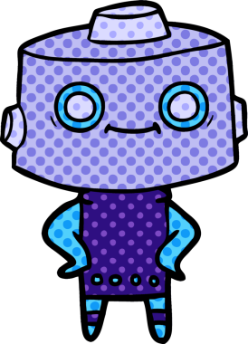 Bir insan tarafından çizilmiş çizgi film robotu