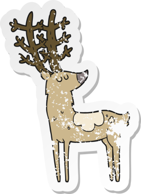 Bir insan tarafından çizilmiş karikatür geyiğinin gerilimli etiketi.