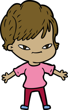 Bir insan tarafından çizilmiş mutlu bir kadın.