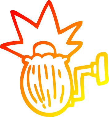 Bir insan tarafından çizilmiş çizgi film ev ışığının sıcak gradyan çizimi