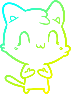 Bir insan tarafından çizilen mutlu çizgi bir kedinin soğuk gradyan çizimi