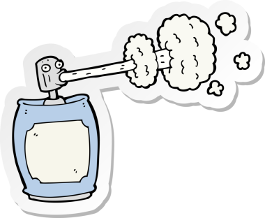 Bir insan tarafından çizilmiş çizgi film spreyinin çıkartması.