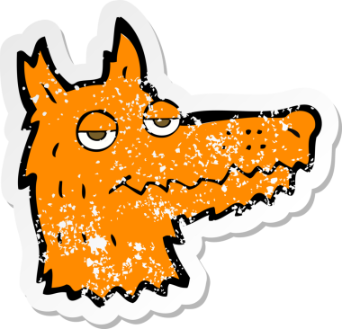 Bir insan tarafından çizilmiş bir tilki kafasının gerilimli çıkartması.