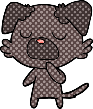 Bir insan tarafından çizilmiş çizgi film köpeği.