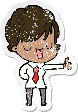 Bir insan tarafından çizilmiş karikatür kadının sıkıntılı çıkartması.