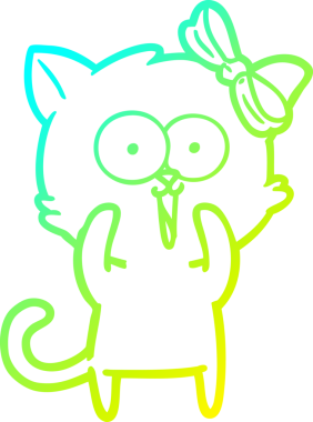 Bir insan tarafından çizilen çizgi film kedisinin soğuk gradyan çizgisi.