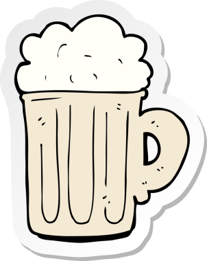 Bir insan tarafından çizilmiş bira karikatürü çıkartması.