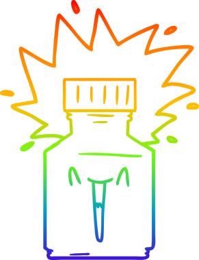 Gökkuşağı gradyan çizgi çizimi bir insan tarafından çizilmiş bir hap kavanozu