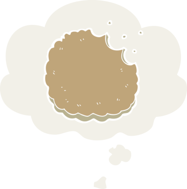 Düşünce baloncuklu çizgi film bisküvisi insan tarafından çizilmiş.