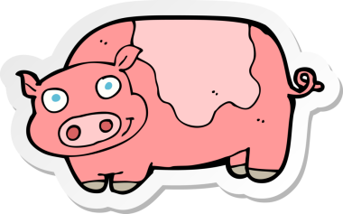 Bir insan tarafından çizilmiş bir domuzun çıkartması.