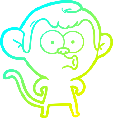 Bir insan tarafından çizilen korna çalan bir maymunun soğuk çizgi çizimi.