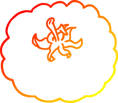 Bir insan tarafından çizilmiş bir domatesin sıcak gradyan çizimi