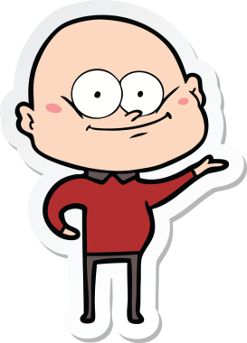 Bir insan tarafından çizilmiş kel bir adamın çıkartması.