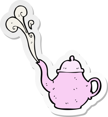 Bir insan tarafından çizilmiş karikatür çaydanlığının çıkartması.