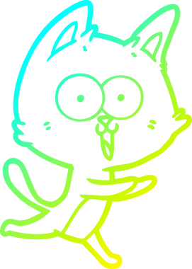 Bir insan tarafından çizilmiş komik çizgi film kedisinin soğuk gradyan çizgisi.