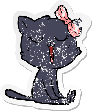 Bir insan tarafından çizilmiş karikatür bir kedinin sıkıntılı çıkartması.