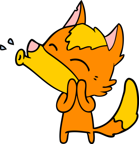 Bir insan tarafından çizilmiş tilki çizgi film karakteri