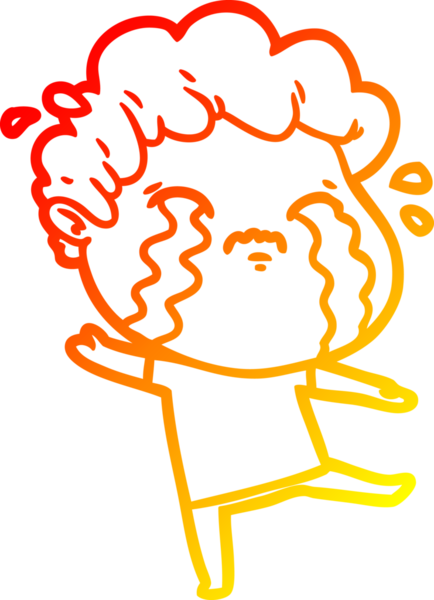 Bir insan tarafından çizilmiş ağlayan bir çizgi film karakteri çizimi.