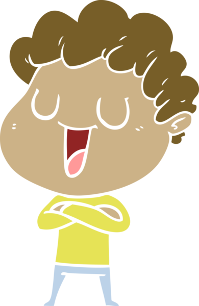 Bir insan tarafından çizilmiş düz renkli karikatür adam.