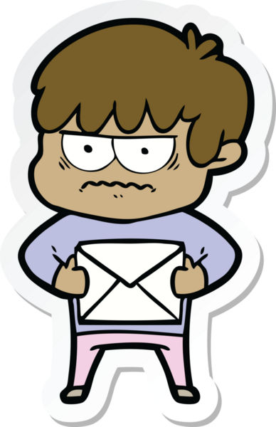 Bir insan tarafından çizilmiş kızgın bir çizgi film çocuğunun çıkartması.