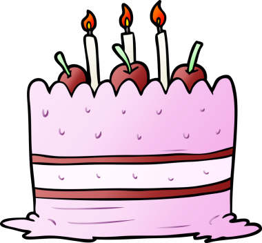 Bir insan tarafından çizilmiş doğum günü pastası.