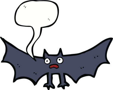 Bir insan tarafından çizilmiş konuşma balonlu bir yarasa.
