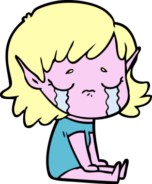 Bir insan tarafından çizilmiş ağlayan elf kızı.