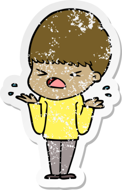 Bir insan tarafından çizilmiş stresli bir çizgi film çıkartması.