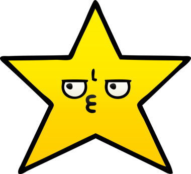 Bir insan tarafından çizilmiş altın yıldızın gölgeli karikatürü