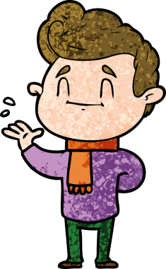 Bir insan tarafından çizilmiş mutlu çizgi film adamı.