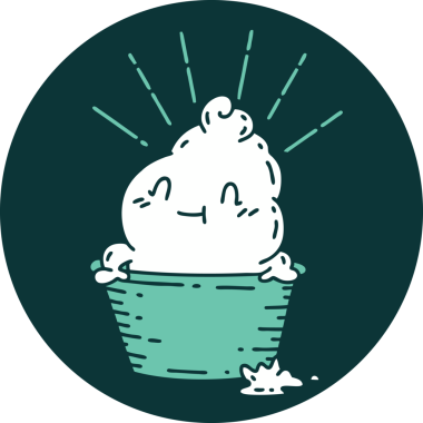 Bir insan tarafından çizilmiş dövme stili dondurma karakterinin simgesi