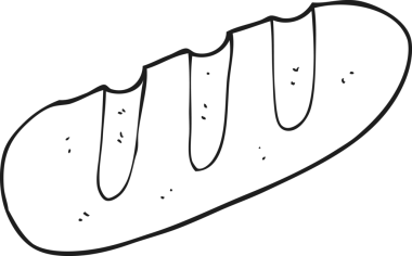 Bir insan tarafından çizilmiş siyah beyaz ekmek karikatürü.