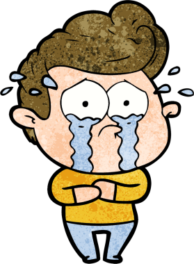 Bir insan tarafından çizilmiş ağlayan bir karikatür.